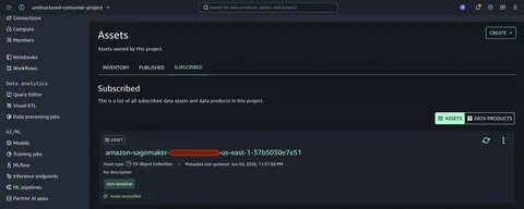 Consumer project Subscribed assets list confirming the approved subscription