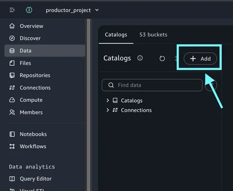 Add menu in SageMaker Unified Studio with the Add Connection option
