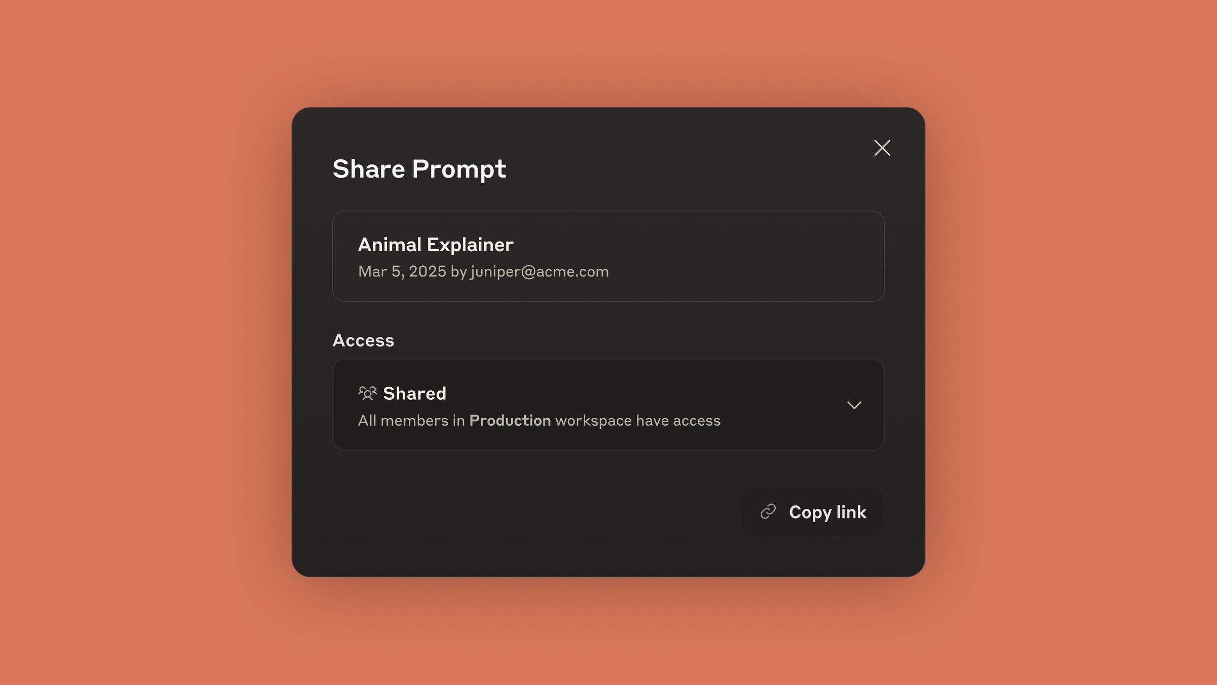 A screenshot of a prompt that has been shared.